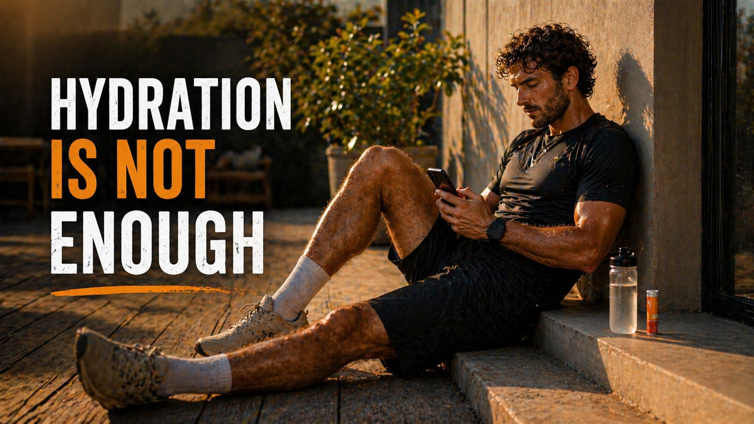 athlete recovering after endurance training drinking electrolyte solution in warm conditions