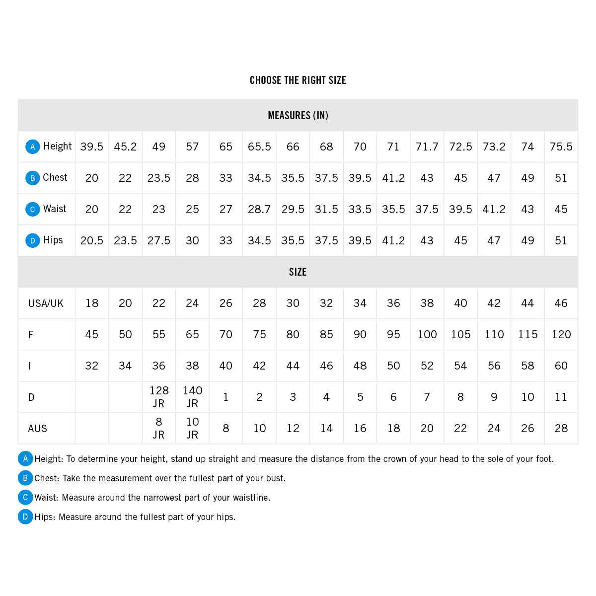 Arena Mens Jammer - Size Guide