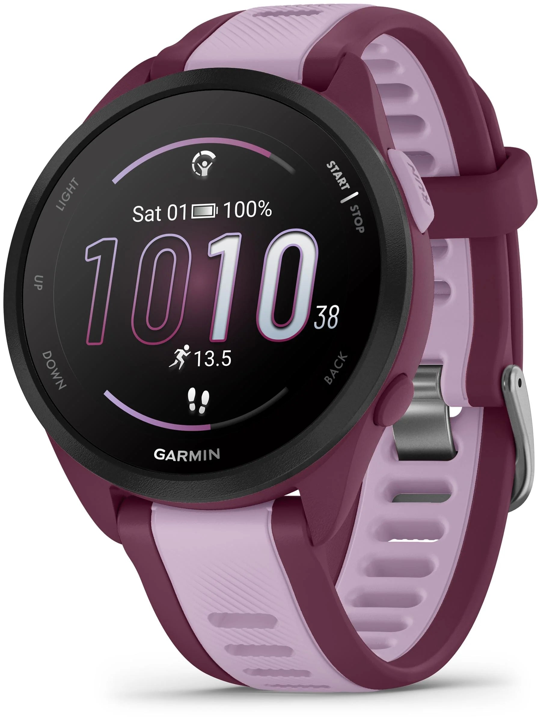 Garmin Forerunner 165 Music Berry_Lilac - Front turn right