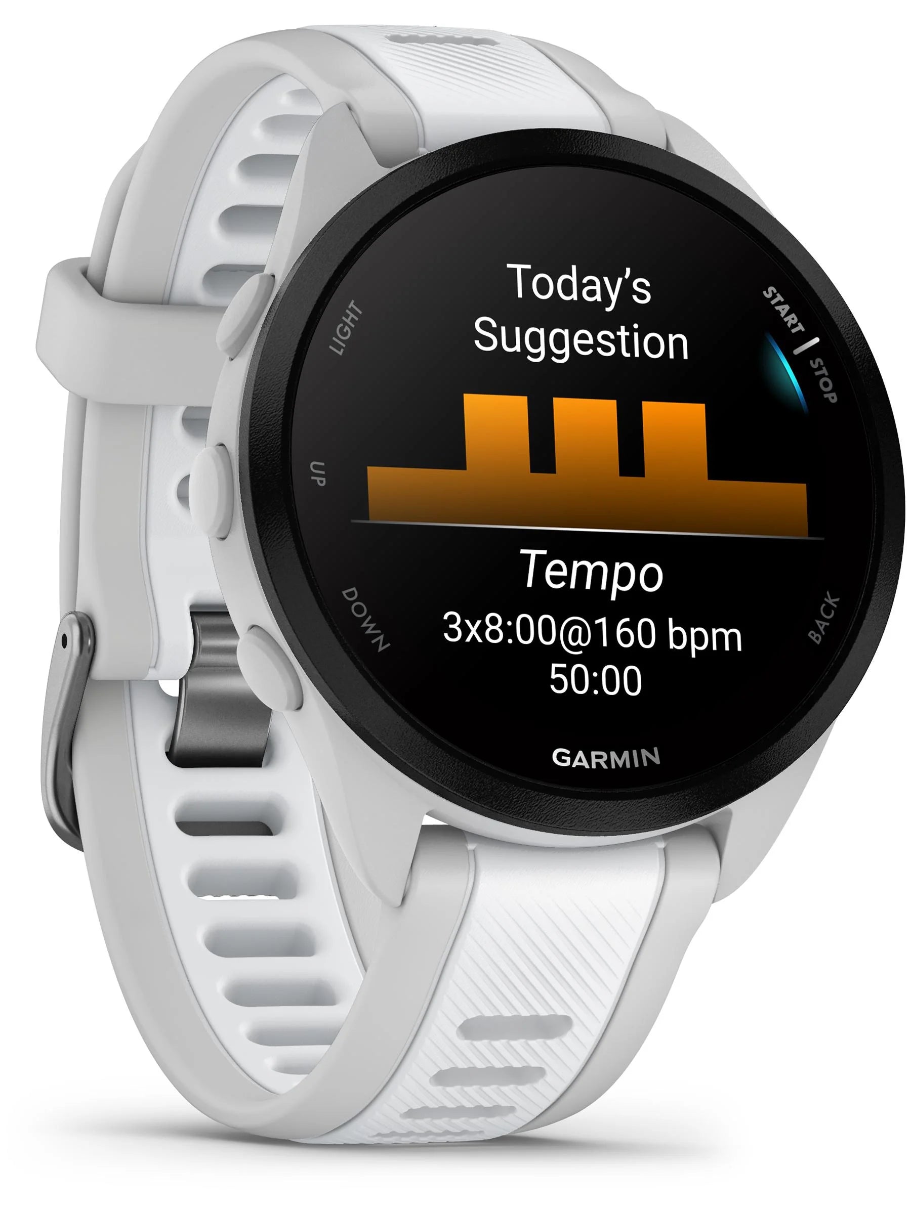 Garmin Forerunner 165 Music Mist Gray_Whitestone - front turn left