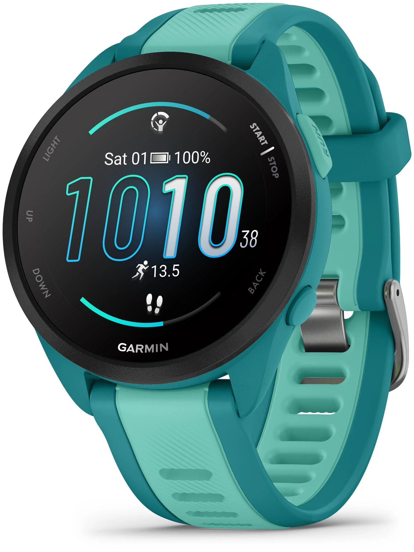 Garmin Forerunner 165 Music Turquoise_Aqua - Front turn right