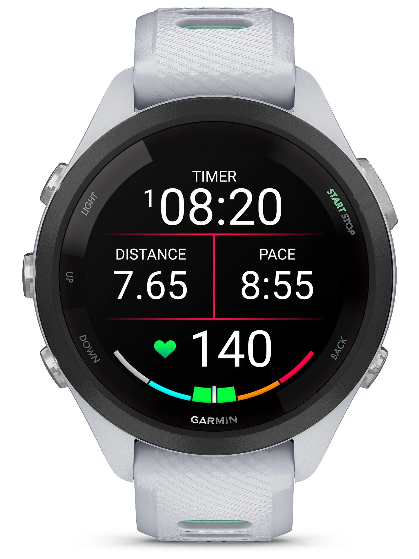 Garmin Forerunner 265S Black Bezel with Whitestone Case and Whitestone_Neo Tropic Silicone Band  Front 3