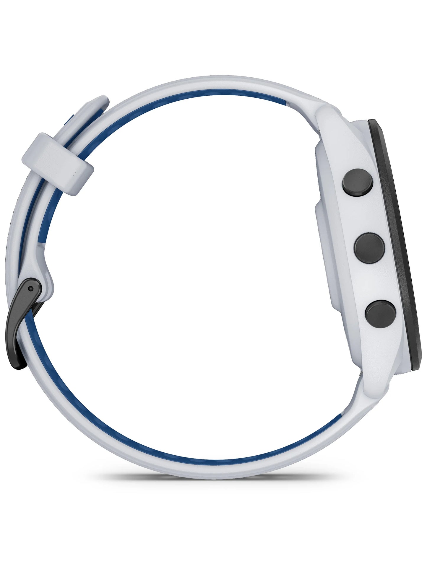 Garmin Forerunner 265 Black Bezel with Whitestone Case and Whitestone_Tidal Blue Silicone Band - Side 2