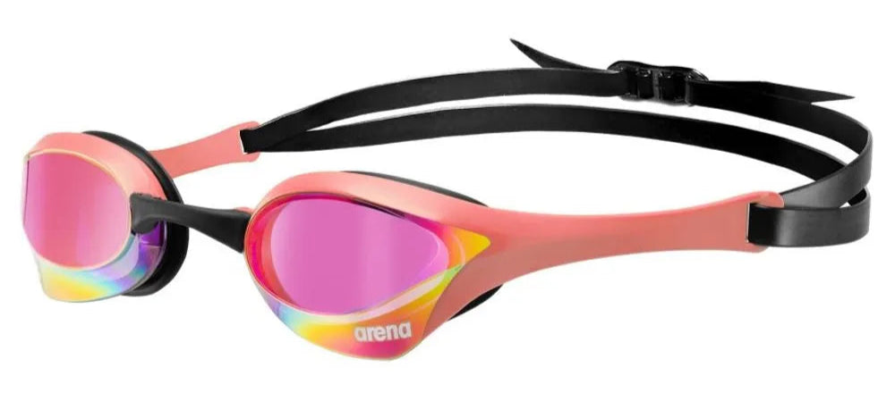 Arena Cobra Ultra Swipe Mirror Goggles (Model 002507-120-001) for competitive swimming, featuring advanced anti-fog technology and superior clarity.