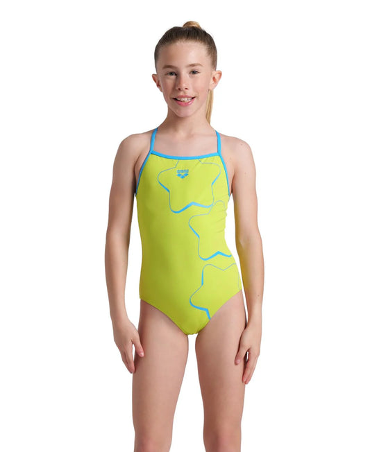 Arena Girls' Swimsuit Star Graphic Yellow Front