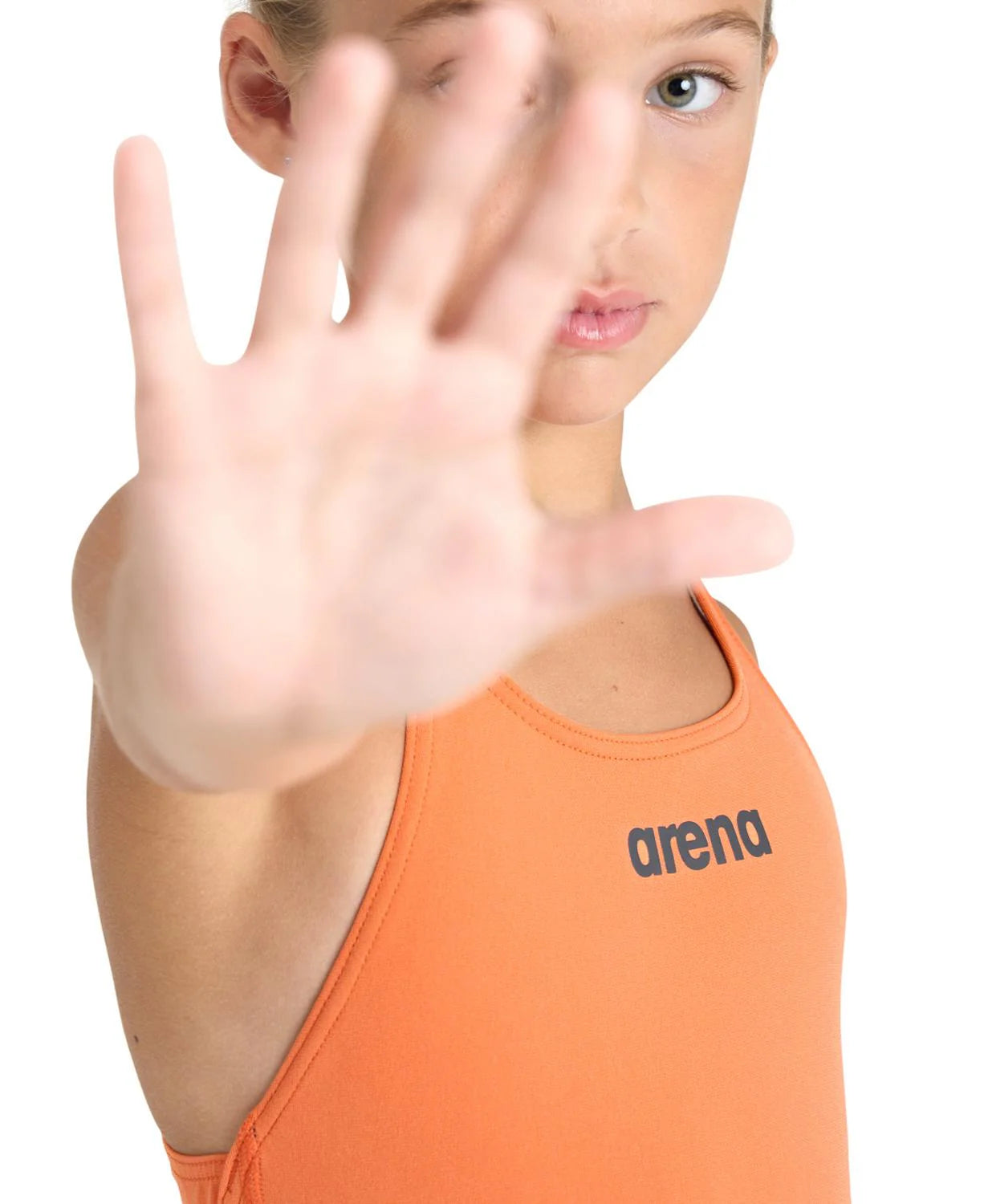 Traje de baño para niñas Arena Swim Pro de color naranja