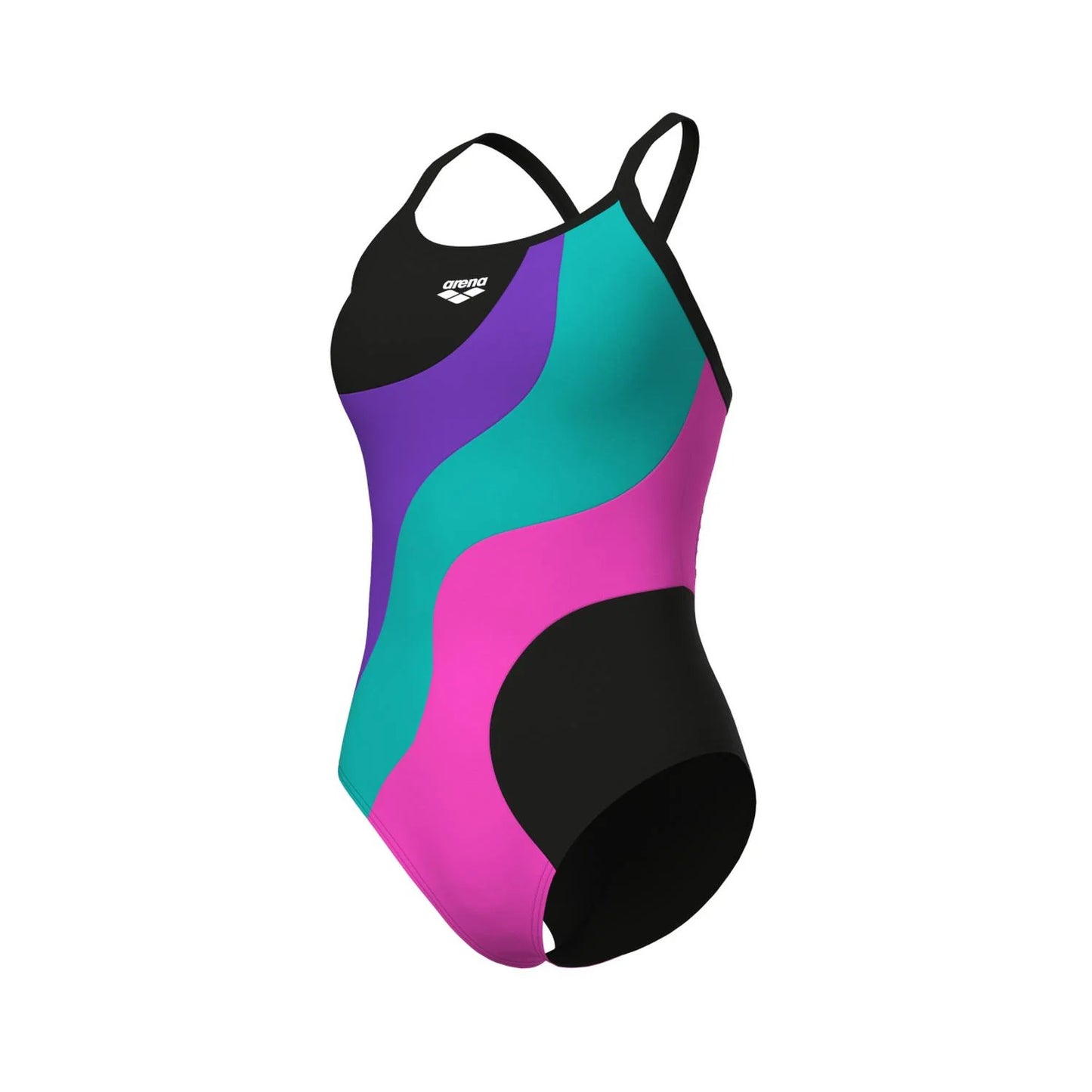 Arena Women Swimsuit Multi Slices Lightdrop Back - Black-Violet-Water-Shocking Pink - Only Product - Front turn right